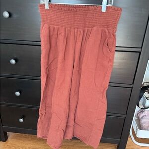 Rust Wide-Leg cropped gauze Maternity Pants